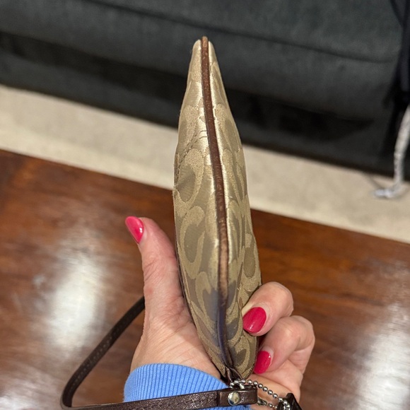 Coach Signature Brown and Tan Wristlet - Picture 6 of 9